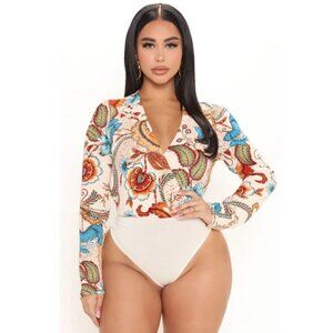 New Boutique Back In Time Bodysuit - Ivory/combo P5753
